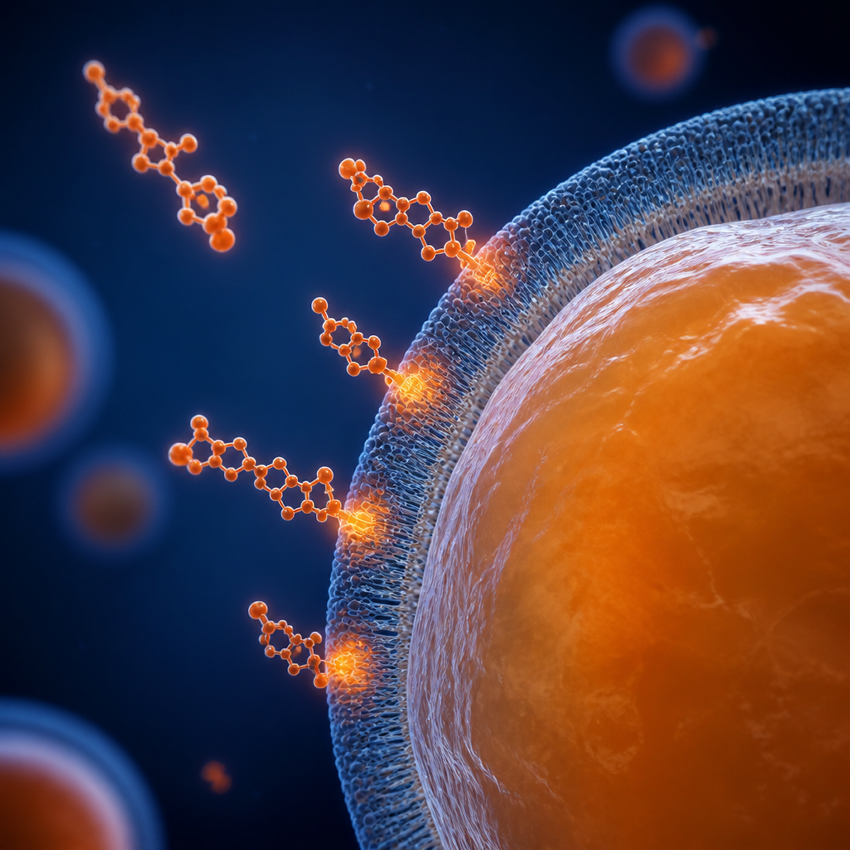 Step 1 — DCA deoxycholic acid binding to submental fat cell membrane